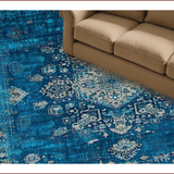 Ultra Soft Area Rug, Non Slip, Stain Resistant, Washable Area Rugs for Living Room, Bedroom, Chic Rustic Tiled Design Elements(Blue)
