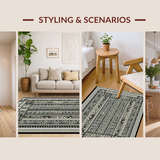 Ultra Soft Area Rug, Non Slip, Stain Resistant, Washable Area Rugs for Living Room, Bedroom, Rustic Natural Tiled Aesthetic(Black)