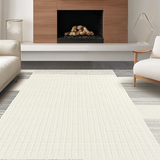 Ultra Soft Area Rug, Non Slip, Stain Resistant, Washable Area Rugs for Living Room, Bedroom, Tranquil Modern Organic Patterns(White)
