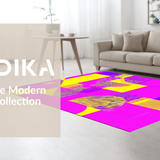 Ultra Soft Area Rug, Non Slip, Stain Resistant, Washable Area Rugs for Living Room, Bedroom, Funky Eighties Inspired Abstract Design(Yellow)