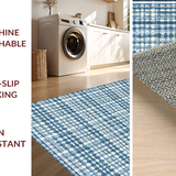 Ultra Soft Area Rug, Non Slip, Stain Resistant, Washable Area Rugs for Living Room, Bedroom, Preppy Blue & White Scallop Rug: Aesthetic Bow Accent for Any Decor(Blue)