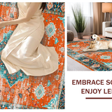 Ultra Soft Area Rug, Non Slip, Stain Resistant, Washable Area Rugs for Living Room, Bedroom, Whimsical Geometric Orange Design(Orange)