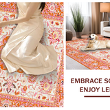 Ultra Soft Area Rug, Non Slip, Stain Resistant, Washable Area Rugs for Living Room, Bedroom, Lively Orange Garden Inspired Rug(Orange)