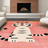 Ultra Soft Area Rug, Non Slip, Stain Resistant, Washable Area Rugs for Living Room, Bedroom, Bright Cheerful Tiger Design(Pink)