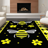 Ultra Soft Area Rug, Non Slip, Stain Resistant, Washable Area Rugs for Living Room, Bedroom, Delightful Springtime Blossom Motif(Black)