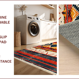 Ultra Soft Area Rug, Non Slip, Stain Resistant, Washable Area Rugs for Living Room, Bedroom, Black Aztec Tribal Living Room Washable Carpet(Red)