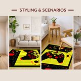 Ultra Soft Area Rug, Non Slip, Stain Resistant, Washable Area Rugs for Living Room, Bedroom, Lively Graphic Playroom Accent(Yellow)