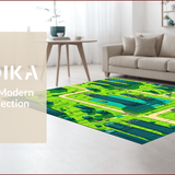 Ultra Soft Area Rug, Non Slip, Stain Resistant, Washable Area Rugs for Living Room, Bedroom, Colorful City-Themed Toddler Playmat(Green)