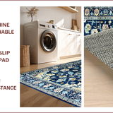 Ultra Soft Area Rug, Non Slip, Stain Resistant, Washable Area Rugs for Living Room, Bedroom, Luxurious Vintage Patterned Tapestry(Blue)