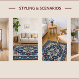 Ultra Soft Area Rug, Non Slip, Stain Resistant, Washable Area Rugs for Living Room, Bedroom, Serene Boho Patterned Elegance(Blue)