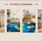 Chic Abstract World Map Aesthetic(Blue)