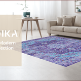 Ultra Soft Area Rug, Non Slip, Stain Resistant, Washable Area Rugs for Living Room, Bedroom, Chic Medallion Distressed Aesthetic(Purple)