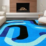 Ultra Soft Area Rug, Non Slip, Stain Resistant, Washable Area Rugs for Living Room, Bedroom, Trippy Geometric Blue Pattern(Blue)