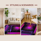 Ultra Soft Area Rug, Non Slip, Stain Resistant, Washable Area Rugs for Living Room, Bedroom, Dynamic Geometric Pixel Motif(Purple)