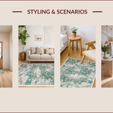 Ultra Soft Area Rug, Non Slip, Stain Resistant, Washable Area Rugs for Living Room, Bedroom, Distressed Sage Green Living Room Boho Carpet(Beige)