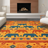Ultra Soft Area Rug, Non Slip, Stain Resistant, Washable Area Rugs for Living Room, Bedroom, Rustic Elephant-Themed Visual Element(Orange)