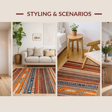 Ultra Soft Area Rug, Non Slip, Stain Resistant, Washable Area Rugs for Living Room, Bedroom, Cozy Distressed Patterned Visual Appeal(Orange)