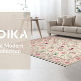 Ultra Soft Area Rug, Non Slip, Stain Resistant, Washable Area Rugs for Living Room, Bedroom, Charming Pink Floral Whirl Patterns(Pink)