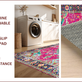 Ultra Soft Area Rug, Non Slip, Stain Resistant, Washable Area Rugs for Living Room, Bedroom, Vibrant Ogee Patterned Visual Appeal(Pink)