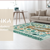 Ultra Soft Area Rug, Non Slip, Stain Resistant, Washable Area Rugs for Living Room, Bedroom, Playful Kids Jungle Themed Rug Non-Slip Vibrant Decor(Green)
