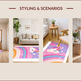 Ultra Soft Area Rug, Non Slip, Stain Resistant, Washable Area Rugs for Living Room, Bedroom, Vibrant Kawaii Rainbow Fantasy(Purple)