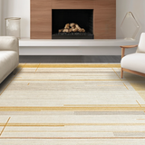 Ultra Soft Area Rug, Non Slip, Stain Resistant, Washable Area Rugs for Living Room, Bedroom, Elegant Beige Geometric Aesthetic(Gold)