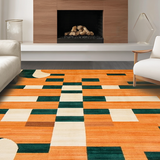 Ultra Soft Area Rug, Non Slip, Stain Resistant, Washable Area Rugs for Living Room, Bedroom, Chic Whimsical Tiled Artistry(Orange)