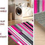 Ultra Soft Area Rug, Non Slip, Stain Resistant, Washable Area Rugs for Living Room, Bedroom, Striking Minimalist Graphic Lines(Pink)