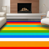 Ultra Soft Area Rug, Non Slip, Stain Resistant, Washable Area Rugs for Living Room, Bedroom, Playful Colorful Striped Arrangement(Red)