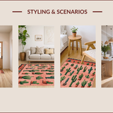 Ultra Soft Area Rug, Non Slip, Stain Resistant, Washable Area Rugs for Living Room, Bedroom, Cowgirl Chic Entryway Pastel Cactus Shaped Mat(Pink)