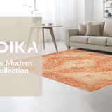 Ultra Soft Area Rug, Non Slip, Stain Resistant, Washable Area Rugs for Living Room, Bedroom, Artful Rustic Central Medallion Motif(Orange)