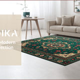 Ultra Soft Area Rug, Non Slip, Stain Resistant, Washable Area Rugs for Living Room, Bedroom, Rustic Tribal Warm Tones Design(Green)