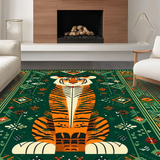 Ultra Soft Area Rug, Non Slip, Stain Resistant, Washable Area Rugs for Living Room, Bedroom, Bold Tropical Tiger Motif(Orange)