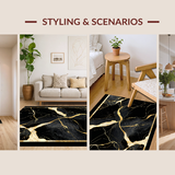 Ultra Soft Area Rug, Non Slip, Stain Resistant, Washable Area Rugs for Living Room, Bedroom, Dynamic Modern Geometric Blend(Black)