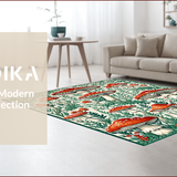 Ultra Soft Area Rug, Non Slip, Stain Resistant, Washable Area Rugs for Living Room, Bedroom, Whimsical Cozy Nature Motif(Red)