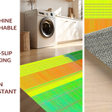 Ultra Soft Area Rug, Non Slip, Stain Resistant, Washable Area Rugs for Living Room, Bedroom, Soft Green Geometric Lines(Yellow)