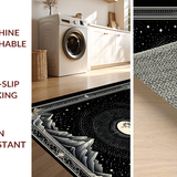 Ultra Soft Area Rug, Non Slip, Stain Resistant, Washable Area Rugs for Living Room, Bedroom, Enigmatic Celestial Wave Design(Black)