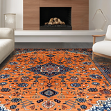Ultra Soft Area Rug, Non Slip, Stain Resistant, Washable Area Rugs for Living Room, Bedroom, Elegant Minimalist Ogee Pattern Mix(Orange)