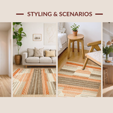 Ultra Soft Area Rug, Non Slip, Stain Resistant, Washable Area Rugs for Living Room, Bedroom, Artful Symmetrical Pattern in Tan Shades(Orange)