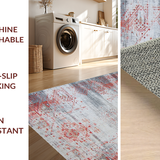 Ultra Soft Area Rug, Non Slip, Stain Resistant, Washable Area Rugs for Living Room, Bedroom, Contemporary Distressed Color Fusion(Red)