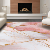 Ultra Soft Area Rug, Non Slip, Stain Resistant, Washable Area Rugs for Living Room, Bedroom, Serene Minimalist Marble Waves(Pink)
