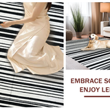 Ultra Soft Area Rug, Non Slip, Stain Resistant, Washable Area Rugs for Living Room, Bedroom, Black and White Striped Rug(Black)