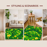 Ultra Soft Area Rug, Non Slip, Stain Resistant, Washable Area Rugs for Living Room, Bedroom, Funky Nature-Infused Decor(Green)