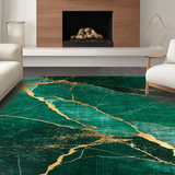 Ultra Soft Area Rug, Non Slip, Stain Resistant, Washable Area Rugs for Living Room, Bedroom, Gilded Abstract Swirling Texture(Green)