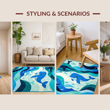 Ultra Soft Area Rug, Non Slip, Stain Resistant, Washable Area Rugs for Living Room, Bedroom, Whimsical Animal Character Pattern(Blue)