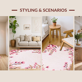 Ultra Soft Area Rug, Non Slip, Stain Resistant, Washable Area Rugs for Living Room, Bedroom, Stylish Bright Floral Medley(Beige)