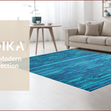 Ultra Soft Area Rug, Non Slip, Stain Resistant, Washable Area Rugs for Living Room, Bedroom, Charming Whimsical Cat Illustration(Blue)