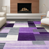 Ultra Soft Area Rug, Non Slip, Stain Resistant, Washable Area Rugs for Living Room, Bedroom, Minimalist Ogee Pattern Composition(Purple)