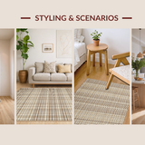 Ultra Soft Area Rug, Non Slip, Stain Resistant, Washable Area Rugs for Living Room, Bedroom, Vibrant Modern Tiled Texture(Beige)