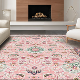 Ultra Soft Area Rug, Non Slip, Stain Resistant, Washable Area Rugs for Living Room, Bedroom, Stylish Circular Pastel Harmony(Pink)